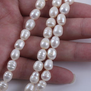 Perlas de Agua Dulce Naturales al por Mayor, Forma de Arroz, 18cm 7-8mm, Blancas, para Hacer Joyas, Collares, Perlas Sueltas - Product Image 4