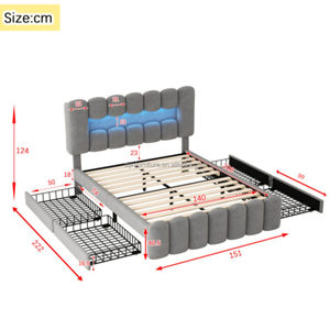 <span class=keywords><strong>Letto</strong></span> imbottito 140x200 <span class=keywords><strong>letto</strong></span> imbottito, <span class=keywords><strong>letto</strong></span> imbottito con 4 cassetti - Product Image 4