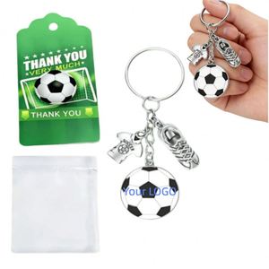 Custom LOGO Metal Football Keychain Set with Gift Card and Bag for Sport <b>Keyring</b> Men Women Soccer Lovers Football Players Fans - Product Image 5