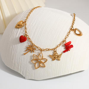 Collar de Acero Inoxidable con Colgante en Forma de Corazón Chapado en Oro de 18K, Joyería de Moda para Mujer XL31956 - Product Image 4