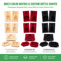 Insert thermoformé sur mesure en tissu de luxe pour coffret cadeau de spiritueux, liqueurs et gin
