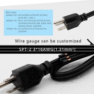 USA tiêu chuẩn 15A 125V cáp điện 3 prong tiêu chuẩn Mỹ với đuôi nửa off chế biến dây điện - Product Image 3