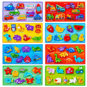 pädagogisches Spielzeug für Kinder Fruchtwagen-Überbereifungsbrett russisch Spanisch Montessori-Buchstaben Tierkognitionsspielzeug 3D-Puzzlespielzeug aus Holz - Product Image 5