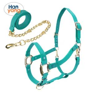 HanYang OEM wholesale waterproof Head Collar PVC horse halter leash equipment Sets manufacturer with Solid Brass Fittings