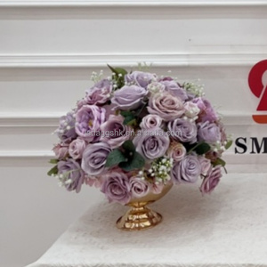 Bola de Flores Artificiales LEDA, Color Morado Polvoriento, Centro de Mesa para Bodas, Bola Floral de Seda para Decoración de Eventos, Banquetes y Fiestas - Product Image 1