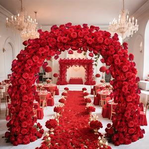 Arco floreale in seta artificiale popolare con disegni di fiori misti all'aperto per matrimonio corridoio di decorazione per eventi commerciali resistente alle intemperie - Product Image 1