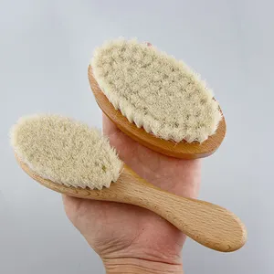 Escova de limpeza para barba, escova multifuncional de limpeza para salão de barbeiro, ecológica, pura, de lã de cabra, limpeza de barba, pescoço, shampoo, poeira