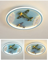 Plafonnier LED Moderne en Métal pour Chambre d'Enfant, Design Avion de Dessin Animé, Base en Fer, Lumière du Jour Dimmable
