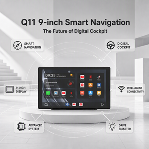 Autoradio Android 9 pouces avec écran tactile, navigation GPS, lecteur multimédia, montage universel sur tableau de bord, noir - Product Image 1