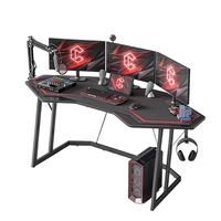 Table de jeu pour ordinateur de bureau de grande taille en forme d'aile, de bonne qualité, à prix avantageux, personnalisable, noire