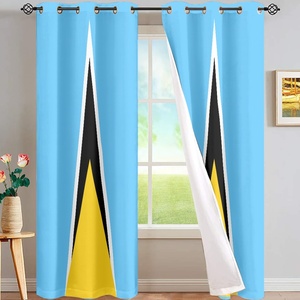 Cortina Térmica con Patrón <span class=keywords><strong>de</strong></span> la Bandera Nacional <span class=keywords><strong>de</strong></span> Santa Lucía, Bloqueadora <span class=keywords><strong>de</strong></span> Sol, Reciclable, Impresa Digitalmente, <span class=keywords><strong>de</strong></span> Poliéster, para Ventana <span class=keywords><strong>de</strong></span> Apartamento - Product Image 1