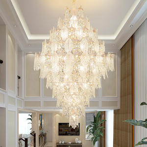 Glass Shopping Mall Hanging Lamp Modern Luxury <b>Large</b> Flush Mount Crystal <b>Chandeliers</b> for Villa - Product Image 1