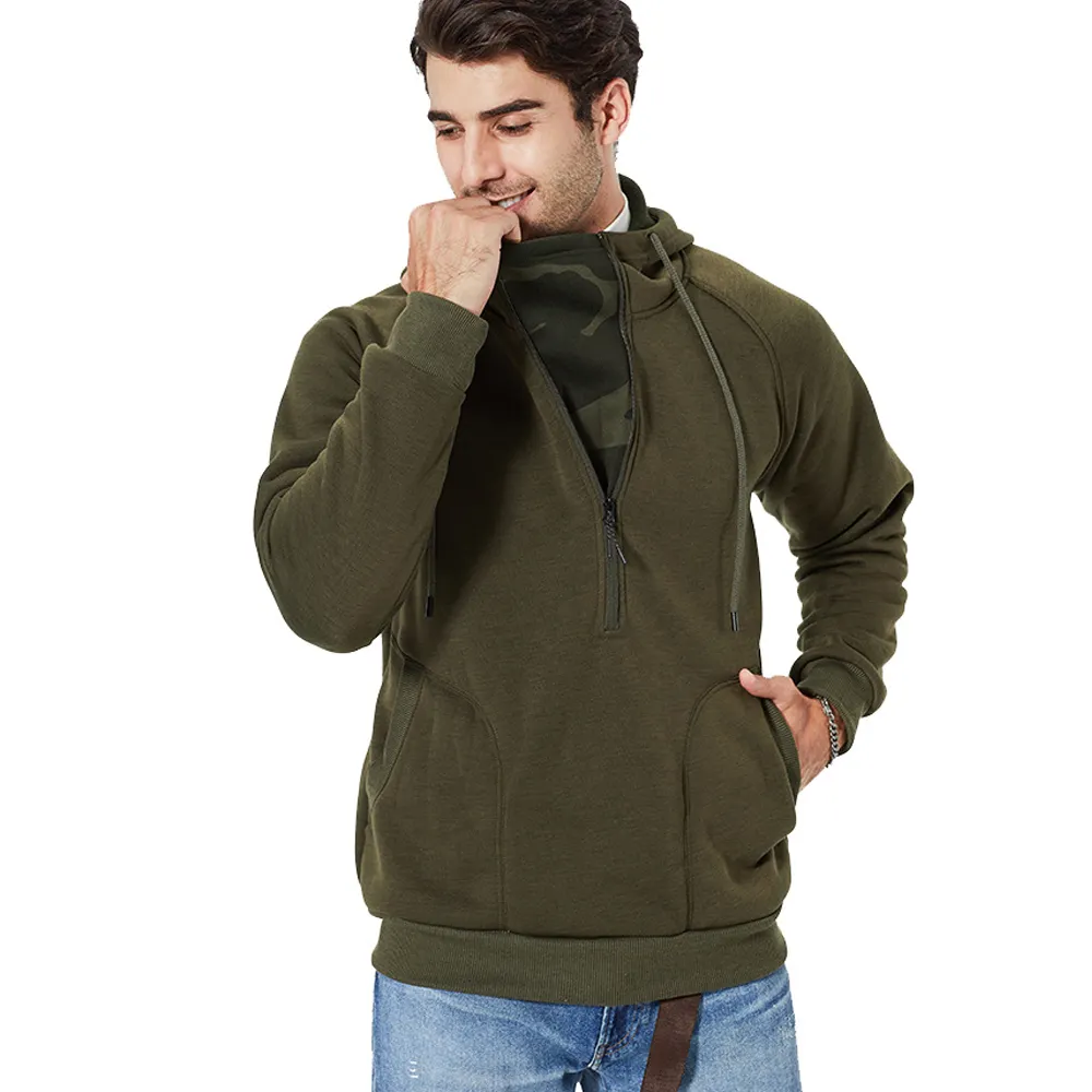 Mens ฤดูใบไม้ร่วงฤดูหนาว Camo พิมพ์แขนยาวออกกำลังกาย Slim Fit Hooded Sweatshirts