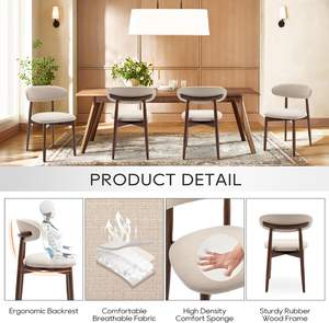 Ensemble de 4 chaises de salle à manger modernes en <span class=keywords><strong>bois</strong></span>, ergonomiques, rembourrées en tissu, pieds effilés, repose-pieds, <span class=keywords><strong>beige</strong></span>, meubles de maison - Product Image 4