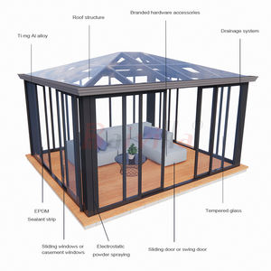 Alta calidad diseño moderno personalizado <span class=keywords><strong>barato</strong></span> invierno Jardín Cristal Sunroom Conservatory <span class=keywords><strong>Solarium</strong></span> para Villas - Product Image 6