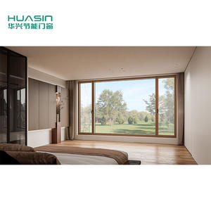 Fenêtres en bois recouvertes d'aluminium en chêne rouge à drainage dissimulé, norme américaine 2025, prix d'usine Huasin - Product Image 6