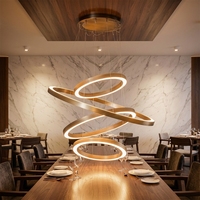 Lustre suspendu LED en spirale carré moderne en acier inoxydable avec commande sans fil, haute luminosité, pour îlot de cuisine de luxe