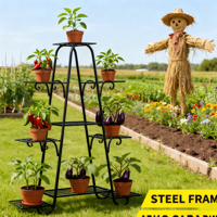 Support de pot de fleurs suspendu en métal pour jardin extérieur, fer forgé, étagère de rangement à 3 niveaux, écologique