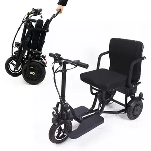 E-Scooter à trois roues pour personnes âgées/handicapées avec guidon réglable en hauteur Après le pliage peut être traîné vers l'avant