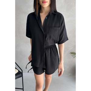 DEFILE Aerobin Linen Blend <b>Short</b> Sleeve Shirt and <b>Shorts</b> Two-Piece Set for <b>Men</b>, Casual Summer Outfit in Sax Blue - Product Image 6