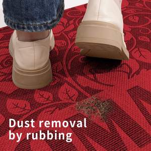 Alfombra de Bienvenida con Diseño Floral Rojo, Antideslizante, Rectangular, para Entrada del Hogar - Product Image 3