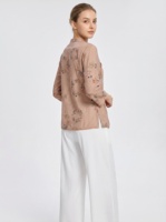 Cheongsam/Qipao Tradicional Chino para Mujer, Manga Larga, Gasa de Algodón Transpirable y Suave, Cierre Diagonal, Estampado con Botones de Rana