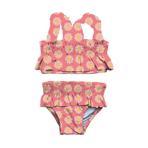Toptan özelleştirilmiş Anti UV çocuklar mayo bayan Bikini takım alıcılar bebek çiçek yüzmek seti mayo Bikini avustralya