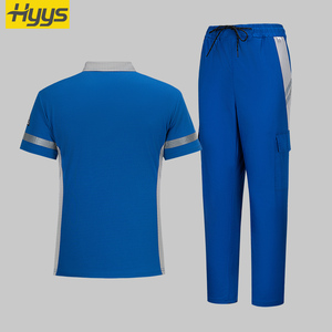 Mono de <span class=keywords><strong>trabajo</strong></span> de poliéster transpirable antiestático personalizado para <span class=keywords><strong>hombre</strong></span>, polos reflectantes de manga corta, pantalones, uniformes de <span class=keywords><strong>trabajo</strong></span> cómodos - Product Image 4