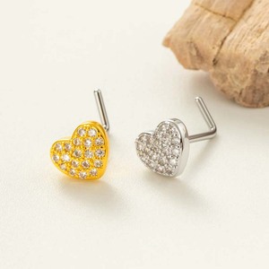 Tengsen thép không gỉ L dính mũi xuyên đồ trang sức Tiny CZ kim cương tình yêu trái tim mũi Stud cho phụ nữ 367 # - Product Image 6