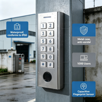 Contrôle d'accès économique autonome étanche SF6, clavier numérique métallique anti-vandalisme, contrôle d'accès biométrique par empreinte digitale