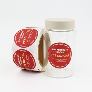 Rótulos Adesivos Personalizados para Embalagens de Petiscos para Animais de Estimação, Etiquetas Circulares Impermeáveis para Potes de Comida, Atacado, Preço Direto de Fábrica, A Granel - Product Image 1