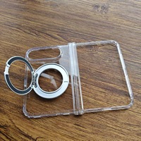 Coque de téléphone magnétique en métal transparente de 2,5 mm avec support rotatif et protection de charnière pour iPhone Duo