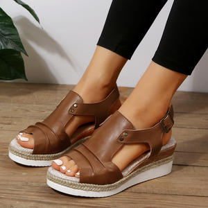 <span class=keywords><strong>Sandali</strong></span> estivi Casual Peep Open Toe piatto da <span class=keywords><strong>donna</strong></span> nuovo zeppa <span class=keywords><strong>corda</strong></span> di canapa zeppa Stock per abbigliamento da spiaggia all'aperto taglie forti - Product Image 4