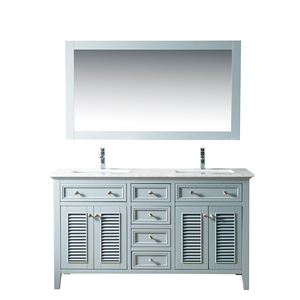 <span class=keywords><strong>Meuble</strong></span> <span class=keywords><strong>de</strong></span> salle <span class=keywords><strong>de</strong></span> bain <span class=keywords><strong>de</strong></span> style américain avec double vasque en bois massif - Product Image 1