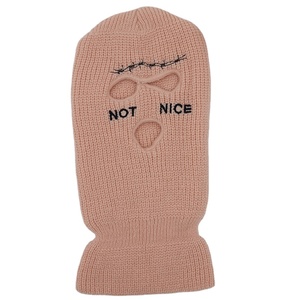 Benutzer definierte rosa gestrickte Drei-Loch-Skimask Winter 3-Loch mit Stickerei Sturmhaube - Product Image 1