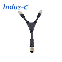 Ip68 Afgeschermde Ethernet Kabel Y Splitter 12 Pin M12 Naar Rj45 Connector