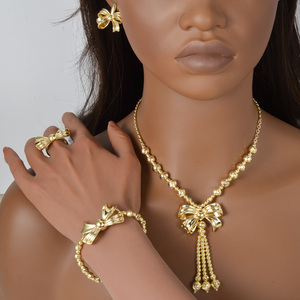 Elegant copper wholesale lustrous bow tassel necklaces <b>bangles</b> pendant earrings fine rings for formal gathering jewelry <b>set</b> - Product Image 2