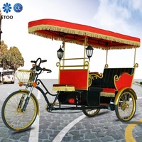 Tricycle passager décoratif vintage avec auvent pour visites panoramiques, rickshaw électrique, fourni directement par l'usine