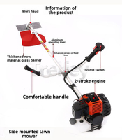 Tondeuse à gazon sans fil avec poignée ergonomique, débroussailleuse à dos latérale, outil de désherbage à essence pour une utilisation facile