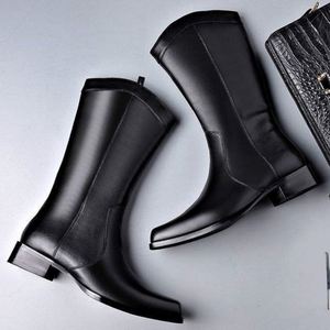 Men's Winter Ankle Work <b>Boots</b> Outdoor British Style Round Toe Leather Waterproof Breathable Fashionable Non Slip Warm <b>Boots</b> - Product Image 1