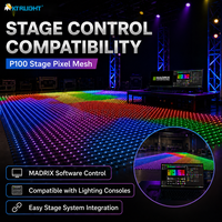 Écran LED flexible personnalisé P100 en maille de pixels 5m x 10m, affichage de scène RGB adressable, contrôle MADRIX Art-Net pour événements et concerts