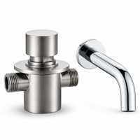 Robinet à commande par bouton-poussoir en acier inoxydable, à fermeture automatique, réglable, pour douche extérieure de plage, lavage des mains et des pieds, lavabo, finition chromée