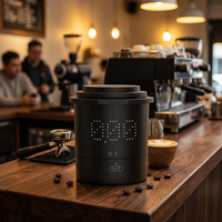 Moulin à café électrique numérique avec balance de cuisine et écran LED, en ABS noir de qualité alimentaire et alliage d'aluminium, précision 200g/0.1g