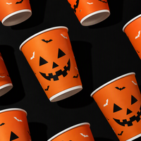 Gobelet en papier à double paroi Jack O Lantern, logo personnalisé imprimé, thème cimetière, en kraft, isolé, résistant à la chaleur, pour boissons d'automne, 8 oz, vente en gros, direct usine