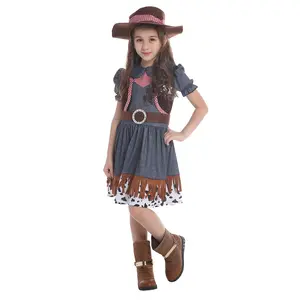 Costume enfant de cowgirl créatif pour filles, ensemble de costume de cowboy, Halloween avec chapeau de cowboy, DX-G006004