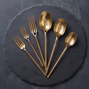 Ensemble de couverts modernes en or, acier inoxydable, couteau, fourchette, cuillère, passe au lave-vaisselle, pour la table de mariage, couverts élégants pour la cuisine - Product Image 1