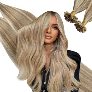 Vente en gros de kératine russe u Tip extensions de cheveux russes humains originaux femme double traction Remy I tip extensions de cheveux