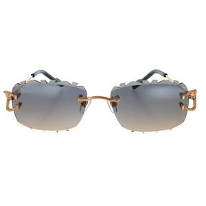 Luxury rimless square sunglasses with gray gradient lenses and gold metal temples for <b>men</b> and women women - Product Image 1