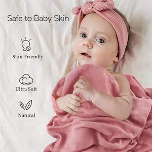 Ensemble <span class=keywords><strong>de</strong></span> 4 couvertures en mousseline <span class=keywords><strong>de</strong></span> <span class=keywords><strong>coton</strong></span> <span class=keywords><strong>de</strong></span> bambou à double couche - Couleur unie Enveloppe pour bébé - Product Image 3