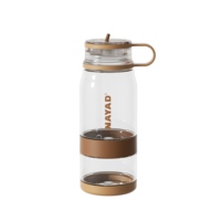 Bouteille d'eau Tritan de 14 oz avec compartiment de rangement pour collations de 7 oz, paille rabattable, anti-fuite, poignée de transport pour l'école, les voyages et les activités de plein air